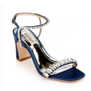 Badgley Mischka Sandals Size 9.5 Blue Marilee Open Toe Embellished Heels